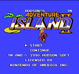 Adventure Island II title screen for NES